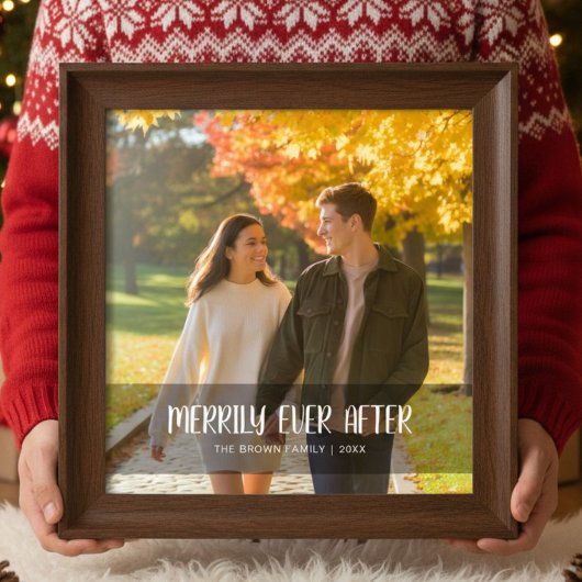 Merrily Ever After Cute Couple Christmas Card シーズンカード