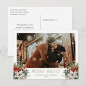 Merrily Married Newlywed Photo シーズンポストカード (正面/裏面)