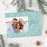 Merrily Sketched | Modern Holiday Photo Card シーズンカード<br><div class="desc">A modern holiday card design in coastal colors featuring a horizontal or landscape-oriented photo with "Merry & Bright" overlaid in oversized,  tone on tone lettering. Personalize with your custom holiday greeting,  family name,  and the year. A chic and modern minimalist choice for your Christmas 2021 cards.</div>