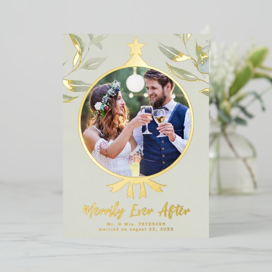 Merriy Everの写真結婚の後 箔シーズンカード (立ち正面)