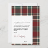 Merriy Ever AfterタータンチェックPlaid結婚の2枚の写真 シーズンカード (裏面)