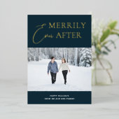 Merriy Ever After Blue金ゴールド・スクリプト写真 箔シーズンカード (立ち正面)