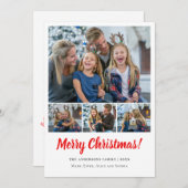 Merry 4 photos collage Christmas Holiday  シーズンカード (正面/裏面)