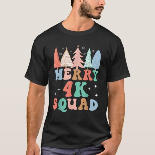 Merry 4K Squad Kindergarten Teacher 4K Kinder Crew Tシャツ (正面)