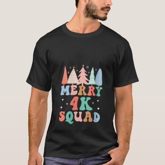 Merry 4K Squad Kindergarten Teacher 4K Kinder Crew Tシャツ (正面)