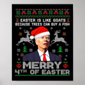 Merry 4th Of Easter Fun Biden Ugly Christmas Men  ポスター (正面)