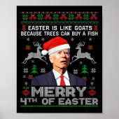Merry 4th Of Easter Funny Biden Ugly Christmas Swe ポスター (正面)