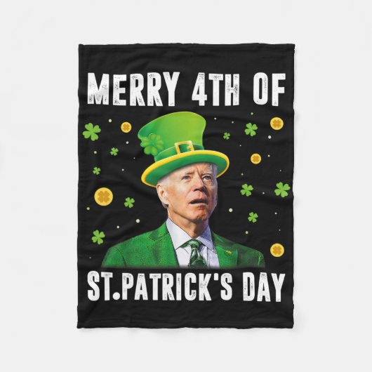 Merry 4th Of St Patricks Day Confused Funny Joe Bi フリースブランケット (正面)