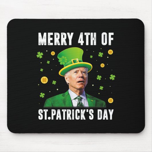 Merry 4th Of St Patricks Day Confused Funny Joe Bi マウスパッド (正面)