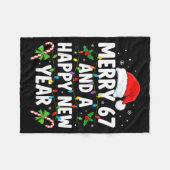 Merry 67 And A Happy New Year Six Seven Christmas フリースブランケット (正面(横))