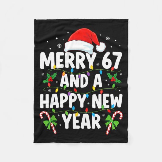 Merry 67 And A Happy New Year Six Seven Christmas フリースブランケット (正面)