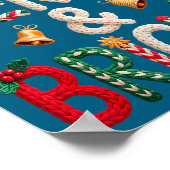 Merry & Bright Christmas Santa Hat Crochet Kni ポスター (角)