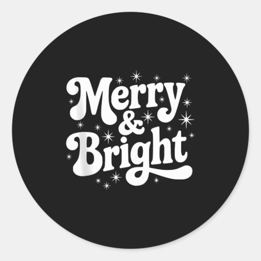 Merry & Bright Retro Christmas Groovy Holiday ラウンドシール (正面)