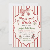 Merry and Bride Hand Drawn Christmas Bridal Shower 招待状 (正面)