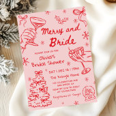 Merry and Bride Hand Drawn Christmas Bridal Shower 招待状
