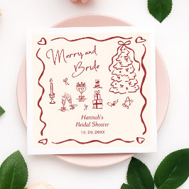 Merry and Bride Whimsical Holiday Bridal Shower スタンダードカクテルナプキン