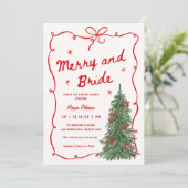 Merry and Bride Whimsical Holiday Bridal Shower 招待状 (スタンド正面)