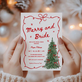 Merry and Bride Whimsical Holiday Bridal Shower 招待状