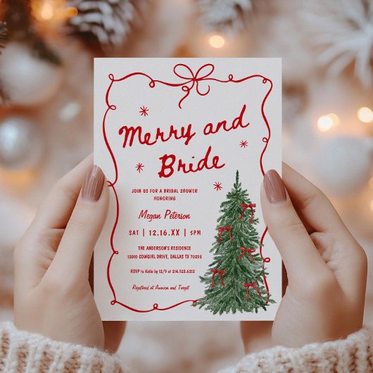 Merry and Bride Whimsical Holiday Bridal Shower 招待状