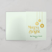 "Merry and Bright" エレガントな淡緑色の折りたたみカード 箔シーズンカード (外側レイダウン)