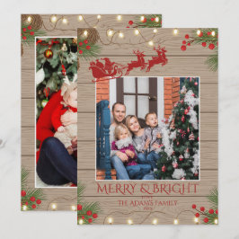Merry and Bright サンタのそり ファミリー 2 写真 シーズンカード
