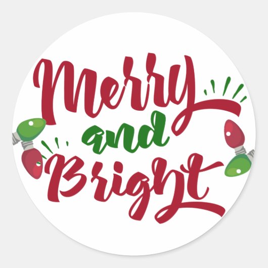  merry and bright デザイン ラウンドシール (正面)