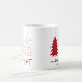 "Merry and Bright" ピンクとミントのクリスマスツリー コーヒーマグカップ (中央)