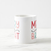"Merry and Bright" ピンクとミントのモダンなクリスマス コーヒーマグカップ (中央)