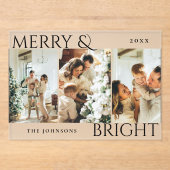 Merry and Bright 3 Photo Collage Holiday Card アクリル招待状 (正面)