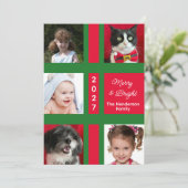 Merry and Bright 5 Photo Christmas シーズンカード (スタンド正面)