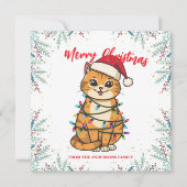Merry and Bright cat Christmas kitten snow winter シーズンカード (正面)