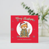 Merry and Bright cat Christmas kitten snow winter シーズンカード (スタンド正面)