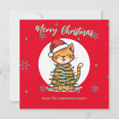 Merry and Bright cat Christmas kitten snow winter シーズンカード (正面)