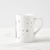 Merry and Bright cat Christmas kitten snow winter ボーンチャイナマグカップ (右)