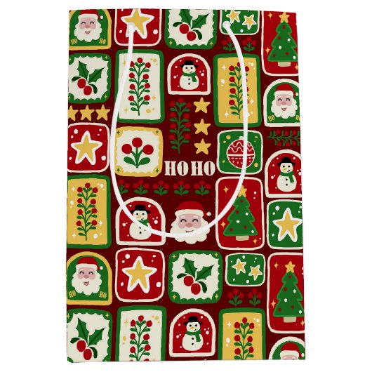 Merry and Bright Christmas  ミディアムペーパーバッグ (正面)