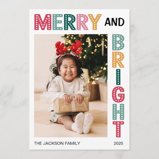 Merry and Bright Christmas bold photo シーズンカード (正面)
