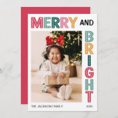 Merry and Bright Christmas bold photo シーズンカード (正面/裏面)