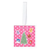 Merry and bright Christmas Cube Ornament キューブオーナメント (正面)