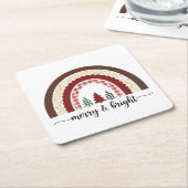 Merry and Bright Christmas – Festive holiday スクエアペーパーコースター (アングル)