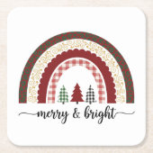 Merry and Bright Christmas – Festive holiday スクエアペーパーコースター (正面)