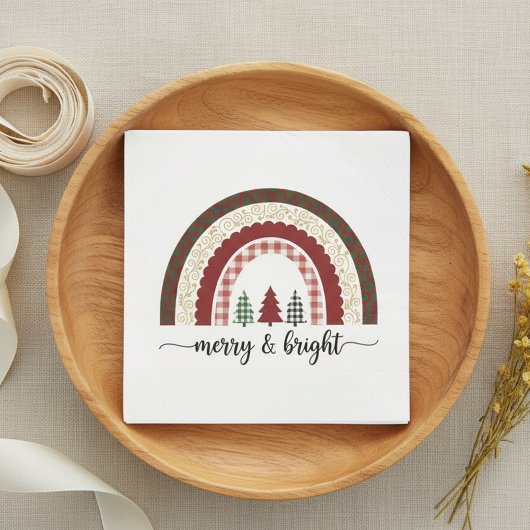 Merry and Bright Christmas Festive Holiday スタンダードカクテルナプキン