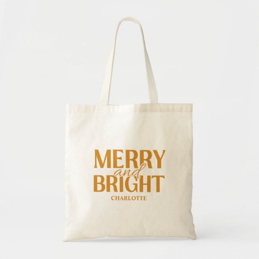Merry And Bright Christmas Gold  トートバッグ (正面)