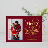 Merry And Bright Christmas Holiday Family 箔シーズンカード (立ち正面)