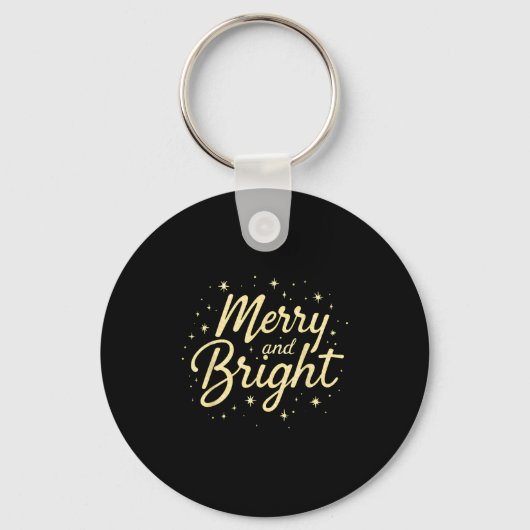 Merry And Bright Christmas Holiday Festive Xmas St キーホルダー (正面)
