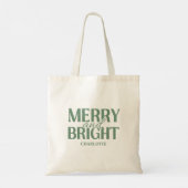 Merry And Bright Christmas Holiday Green トートバッグ (裏面)