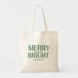 Merry And Bright Christmas Holiday Green トートバッグ