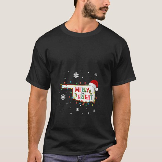 Merry And Bright Christmas Lights Xmas Oklahoma St Tシャツ (正面)