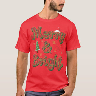 Merry and Bright Christmas Retro Christmas 2022 fu Tシャツ
