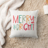 Merry and Bright Christmas Throw Pillow クッション (ブランケット)