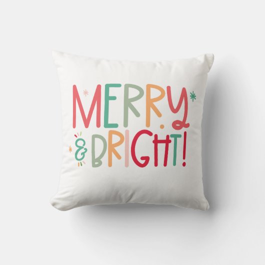 Merry and Bright Christmas Throw Pillow クッション (正面)